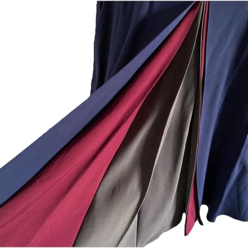 REISS Royal Blue Plum Gray Pleated Elva Dress Sz 6 - Picture 8 of 10